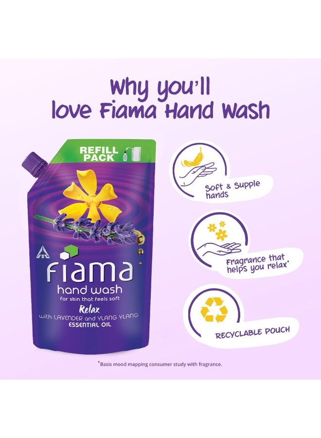 Fiama Relax Hand Wash, 750 ml Refill Pack, Value Pouch, Lavender Oil & Ylang Extracts Handwash, for Soft & Supple Hands - Image 3